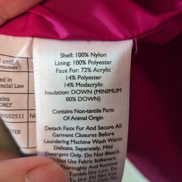 Eddie Bauer Down Long Tunic Length Puffer Parka Coat Black Fushcia Girls L 14-16 - Picture 11 of 16